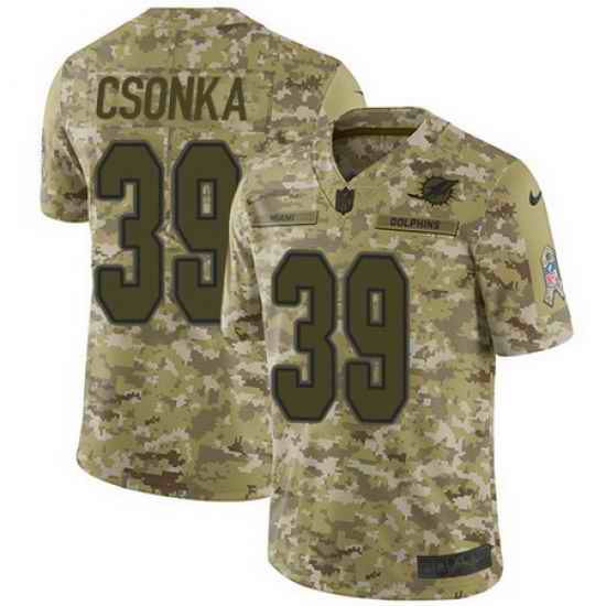 Nike Dolphins #39 Larry Csonka Camo Mens Stitched NFL Limited 2018 Salute To Service Jersey